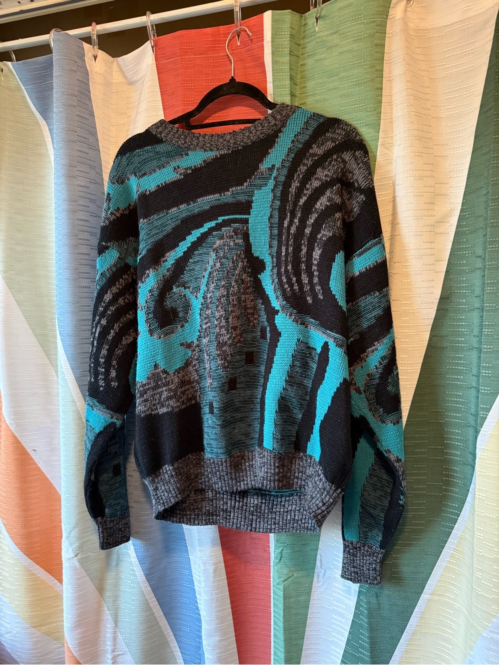 Vintage Wool Mens Sweater Size M Fun Pattern NWT